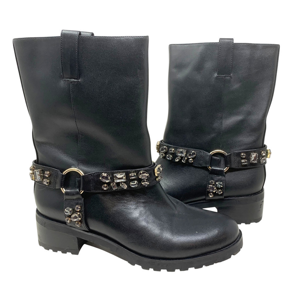 White House Black Market WHBM Sz 9 Kristen Jeweled Leather Motorcycle Boots